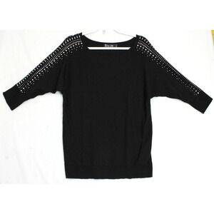 7th Avenue Top Women S Dolman Sleeves Silver Beads Black‎ Soft Sweater